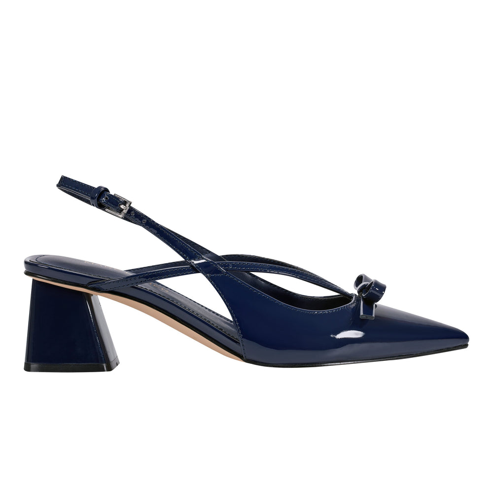 Marc Fisher Laily Bow Slingback Pump | Navy Patent