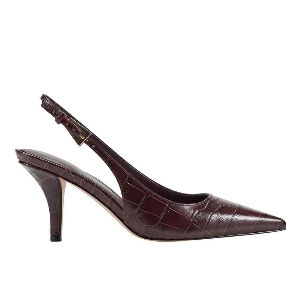 Marc Fisher Dorie Slingback Pump | Dark Brown Croco