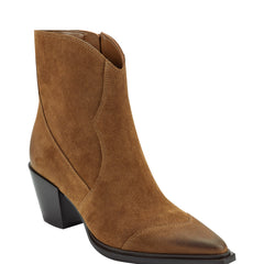 Marc Fisher Giulie Western Ankle Bootie | Natural Suede