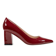Marc Fisher Zala Block Heel Pointy Toe Pump | Red Patent Leather