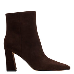 Marc Fisher Novella Block Heel Ankle Bootie | Dark Brown Suede