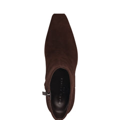 Marc Fisher Novella Block Heel Ankle Bootie | Dark Brown Suede