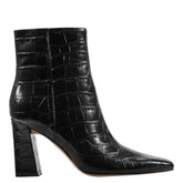 Marc Fisher Novella Block Heel Ankle Bootie | Embossed Black Croco Leather