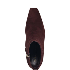 Marc Fisher Novella Block Heel Ankle Bootie | Dark Red Suede