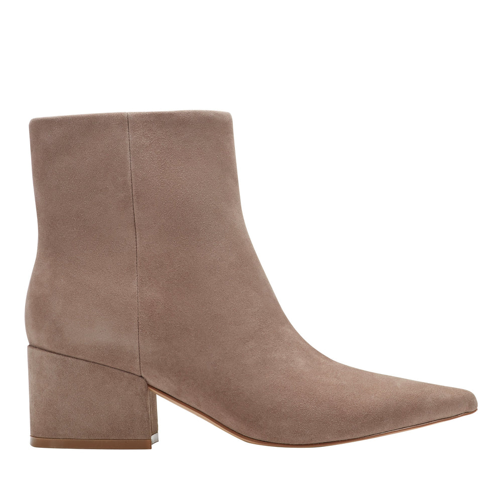 Marc Fisher Alfie Block Heel Ankle Bootie | Taupe Suede