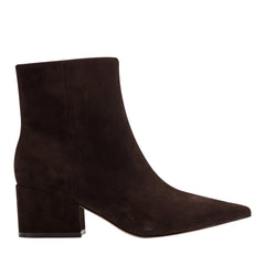 Marc Fisher Alfie Block Heel Ankle Bootie | Dark Brown Suede
