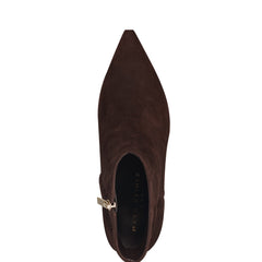 Marc Fisher Alfie Block Heel Ankle Bootie | Dark Brown Suede