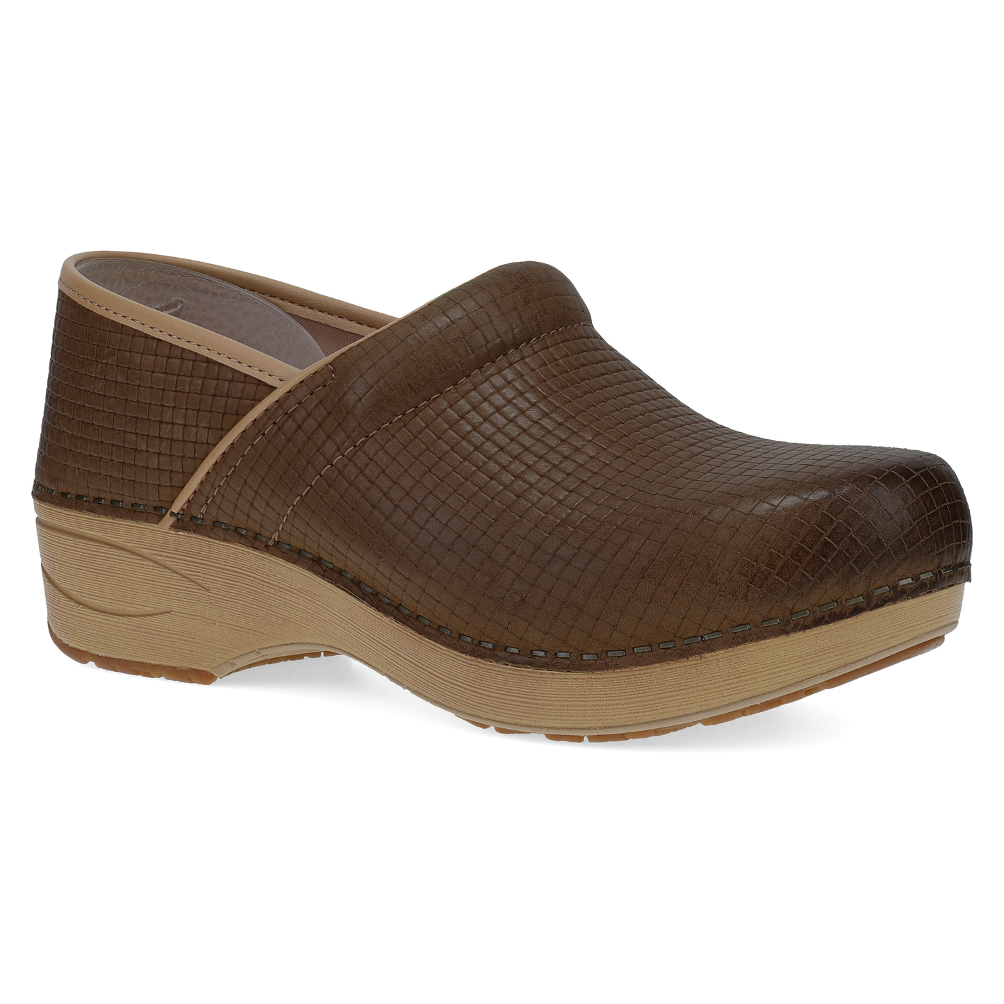 Brown Woven Leather Clog,36