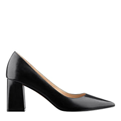 Marc Fisher Zala Block Heel Pointy Toe Pump | Black Leather