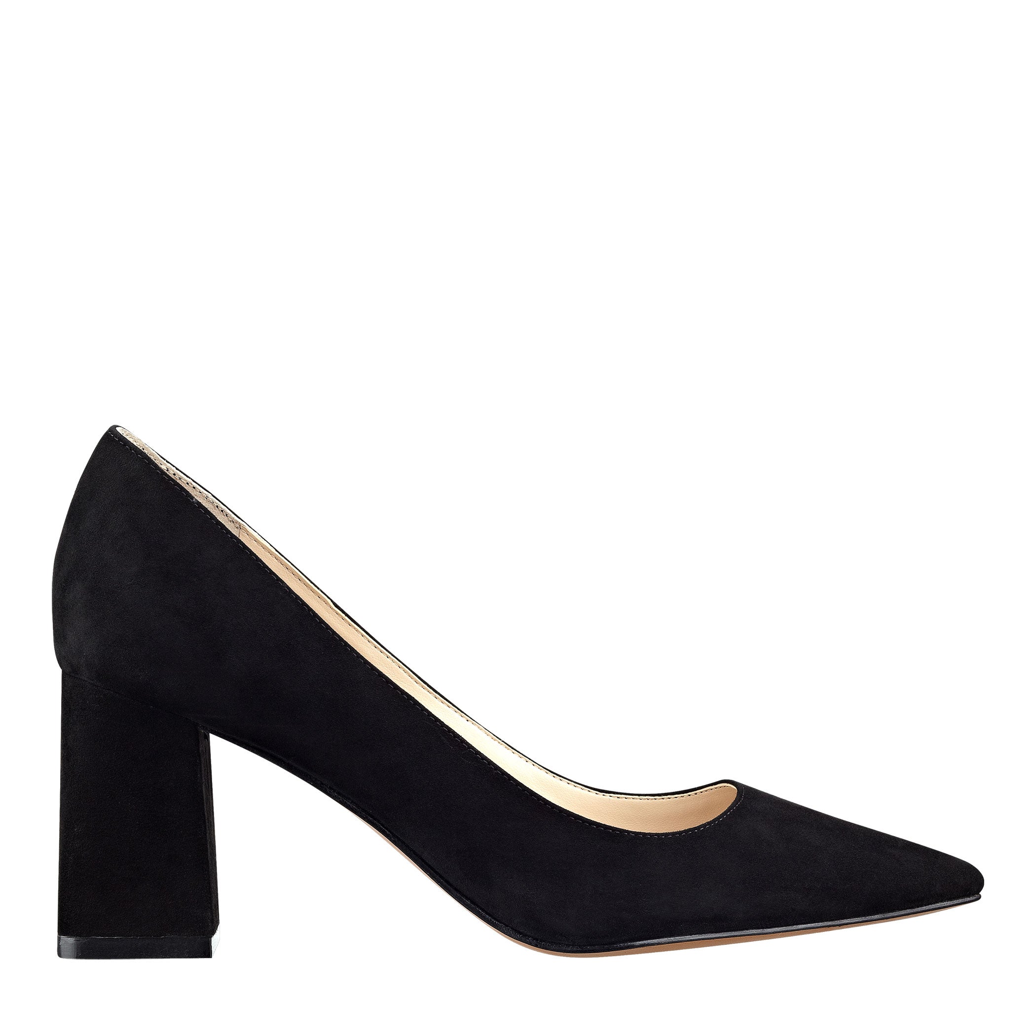 Marc Fisher Zala Block Heel Pointy Toe Pump | Black Suede