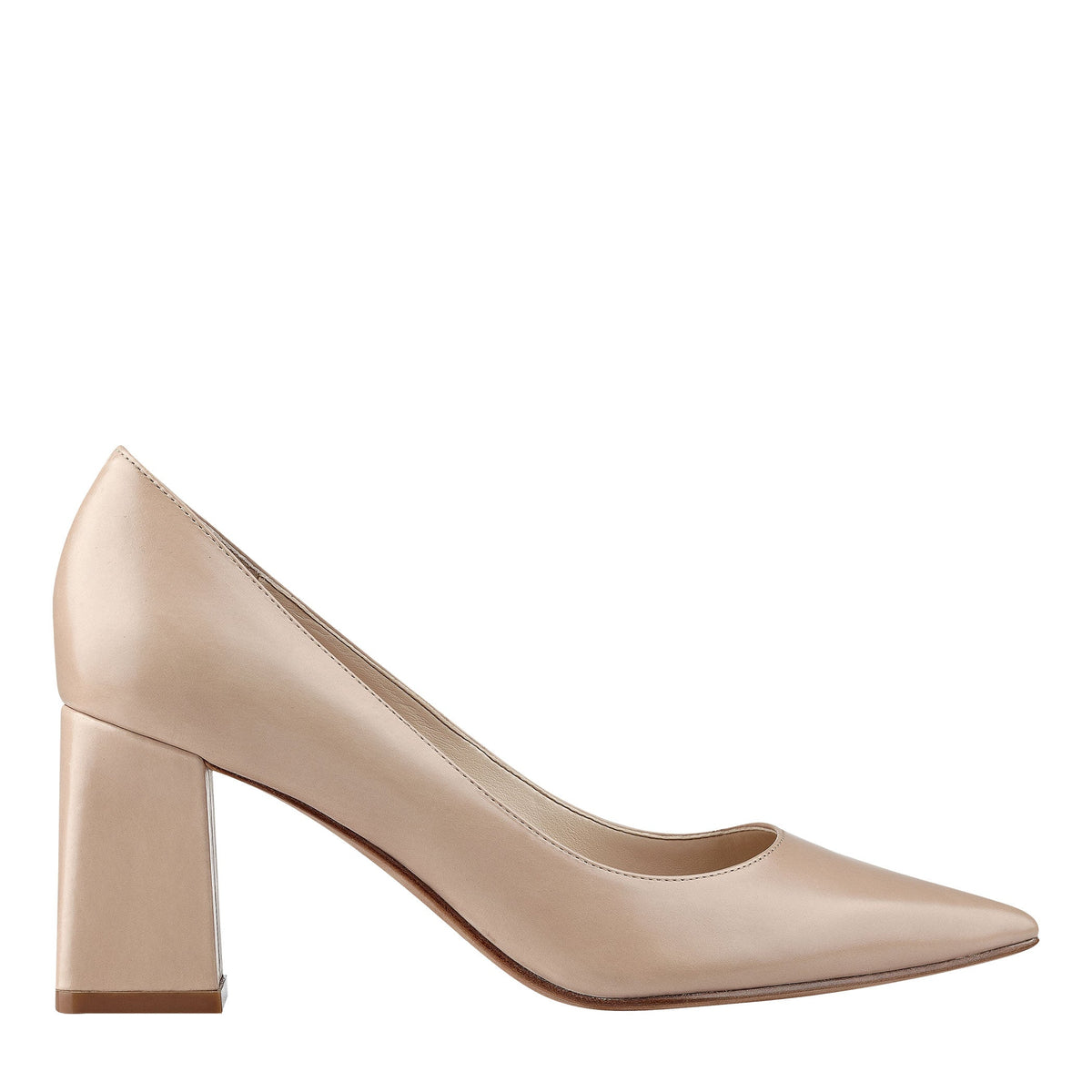 Marc Fisher Zala Block Heel Pointy Toe Pump | Light Natural Leather