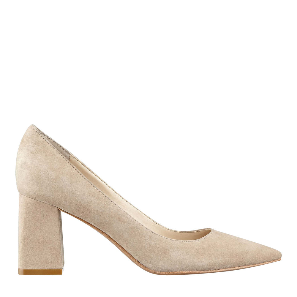 Marc Fisher Zala Block Heel Pointy Toe Pump | Natural Suede