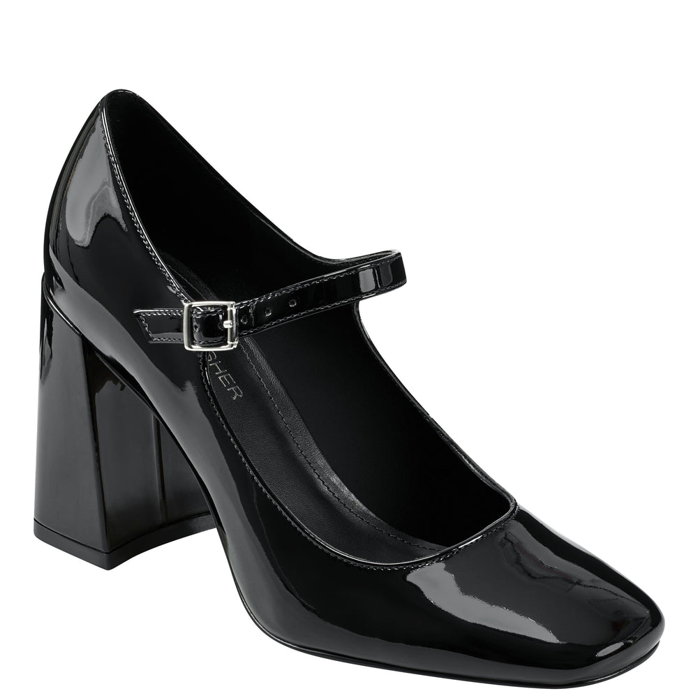 Marc Fisher Charin Block Heel Mary Jane | Black Patent
