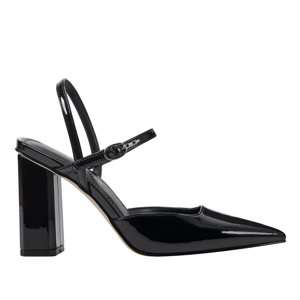 Marc Fisher Doster Pointy Toe Slingback | Black Patent