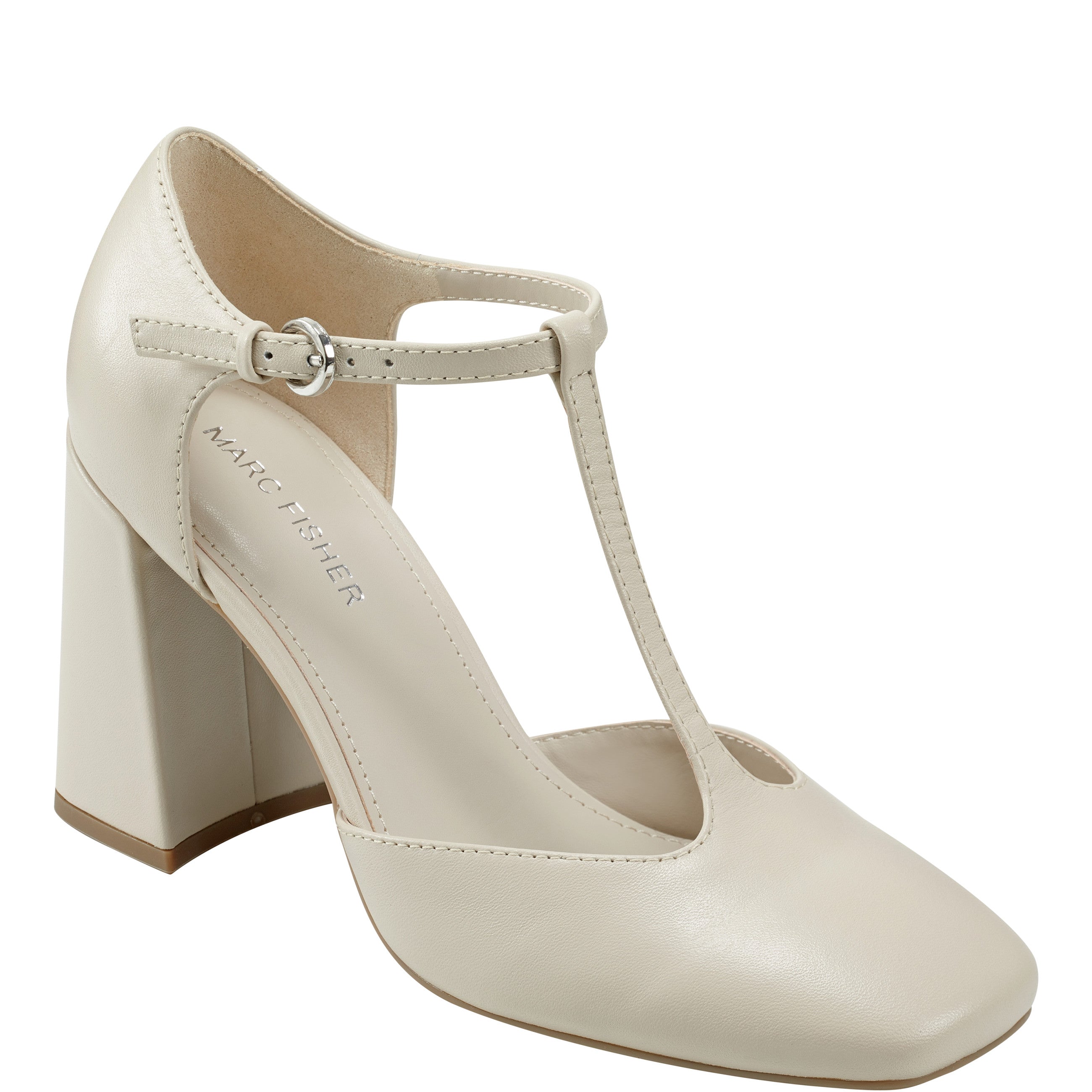 Marc Fisher Cyrene T-Strap Pump | Chic Cream
