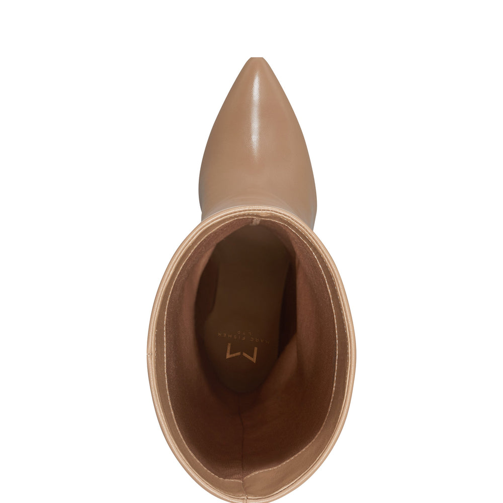 Marc Fisher Leina Block Heel Pointy Toe Dress Boot | Tan