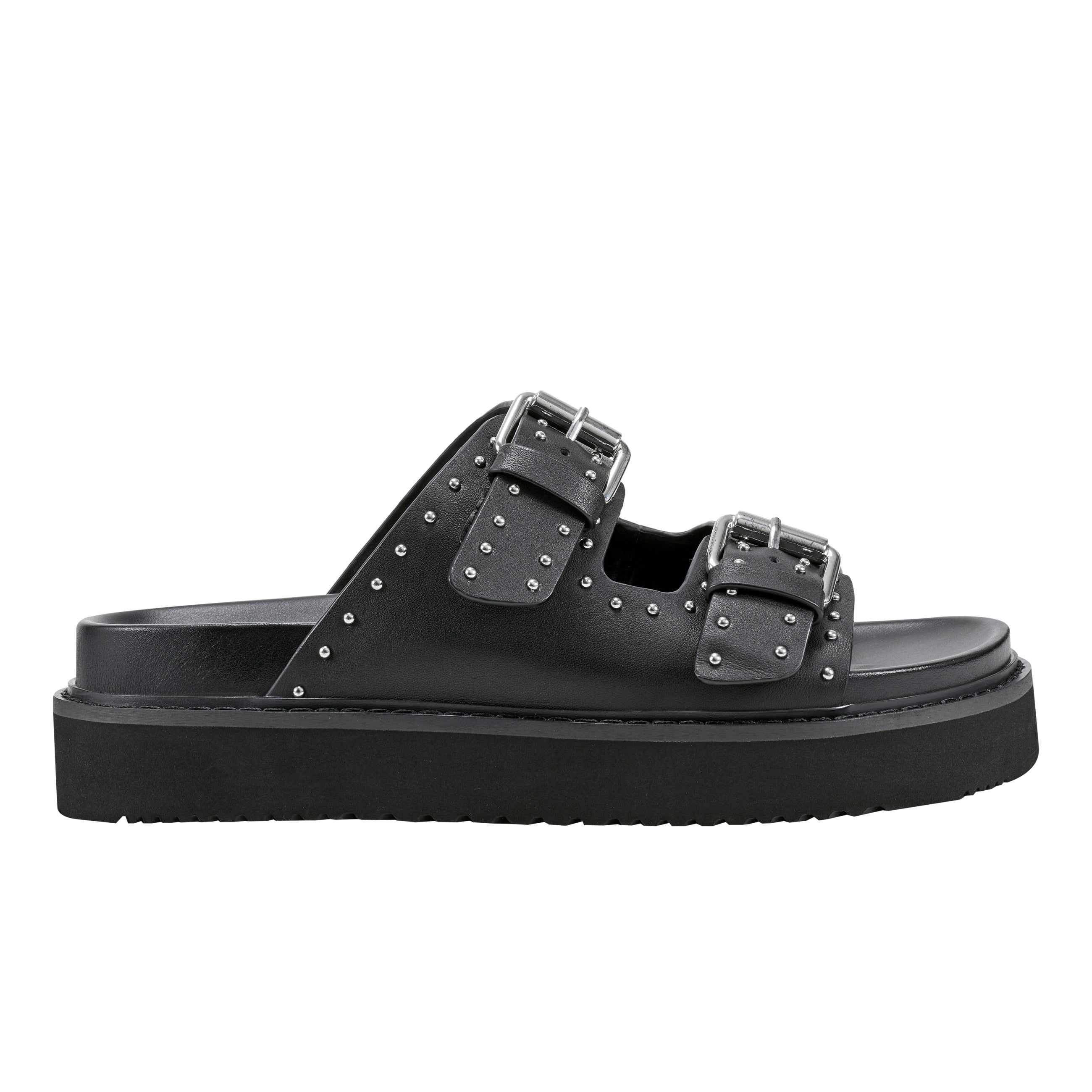 Marc Fisher Agusta Studded Slide Sandal | Black Leather