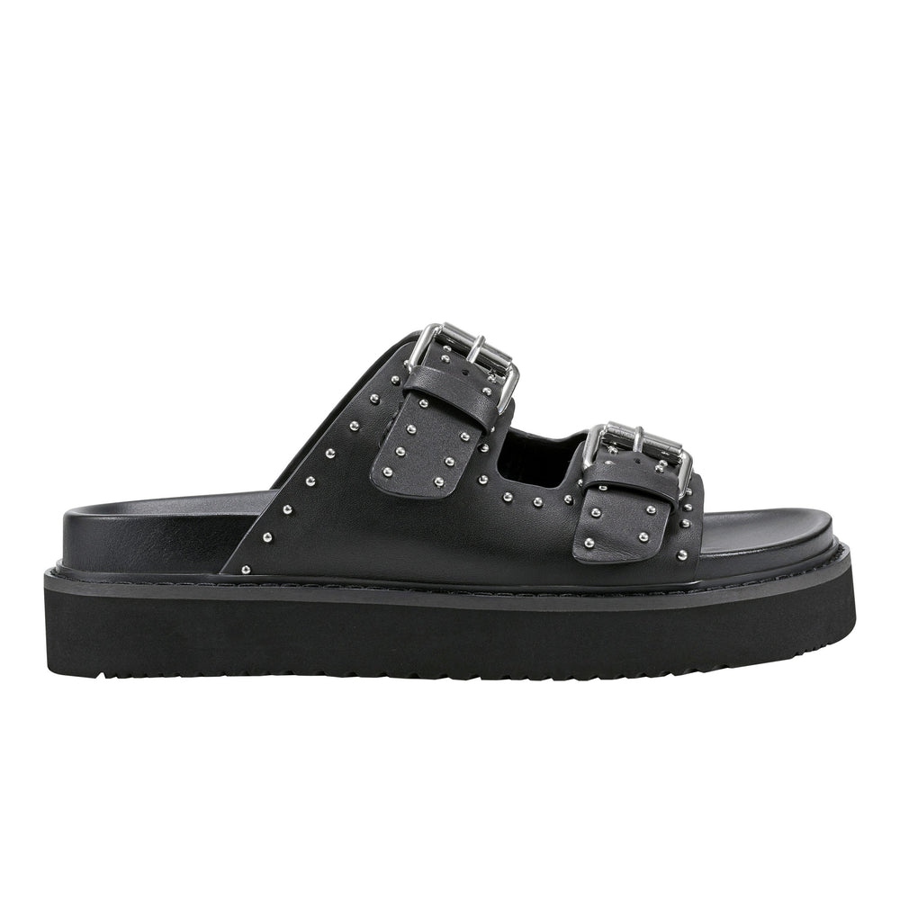 Marc Fisher Agusta Studded Slide Sandal | Black Leather