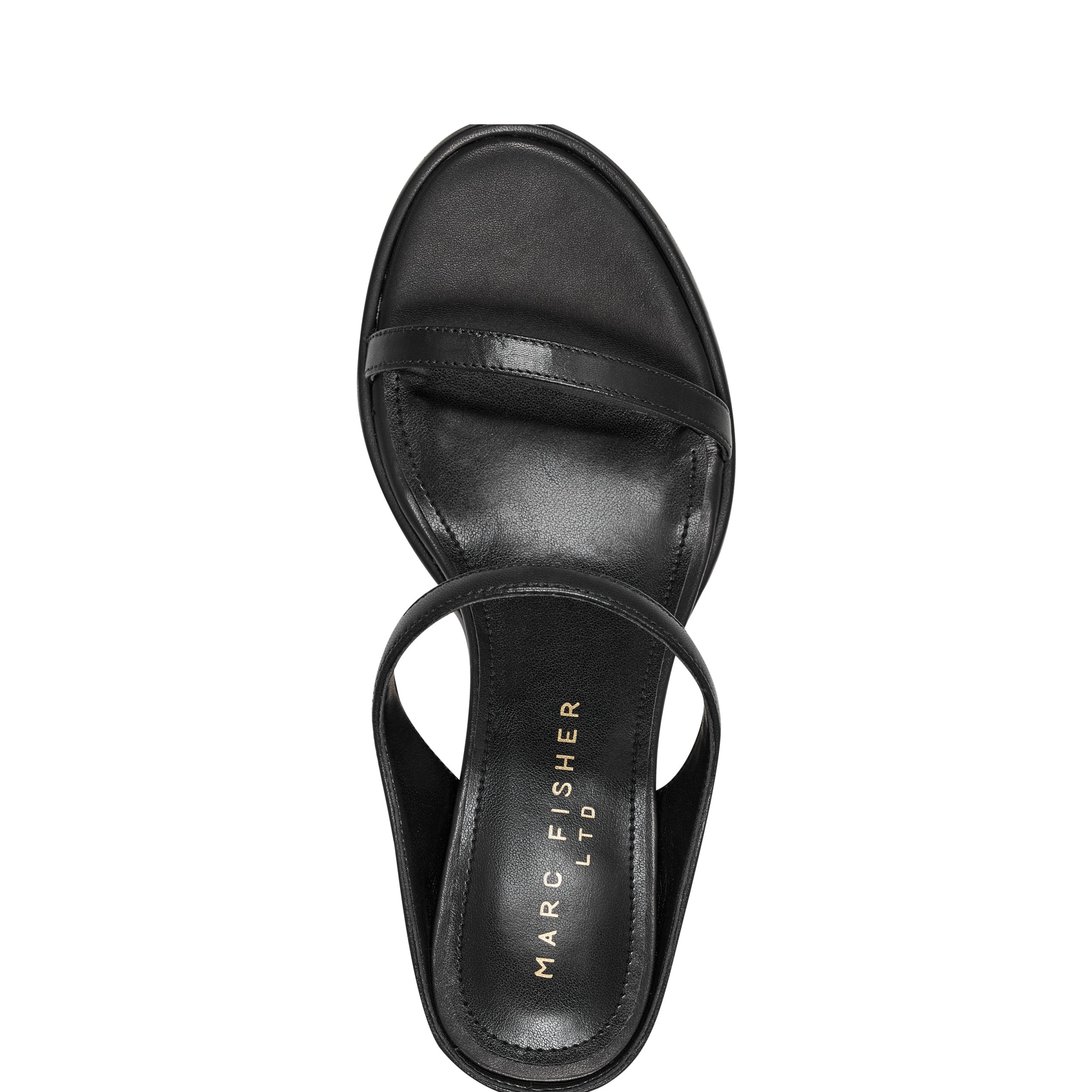 Marc Fisher Alonde Heeled Slide Sandal | Black Leather