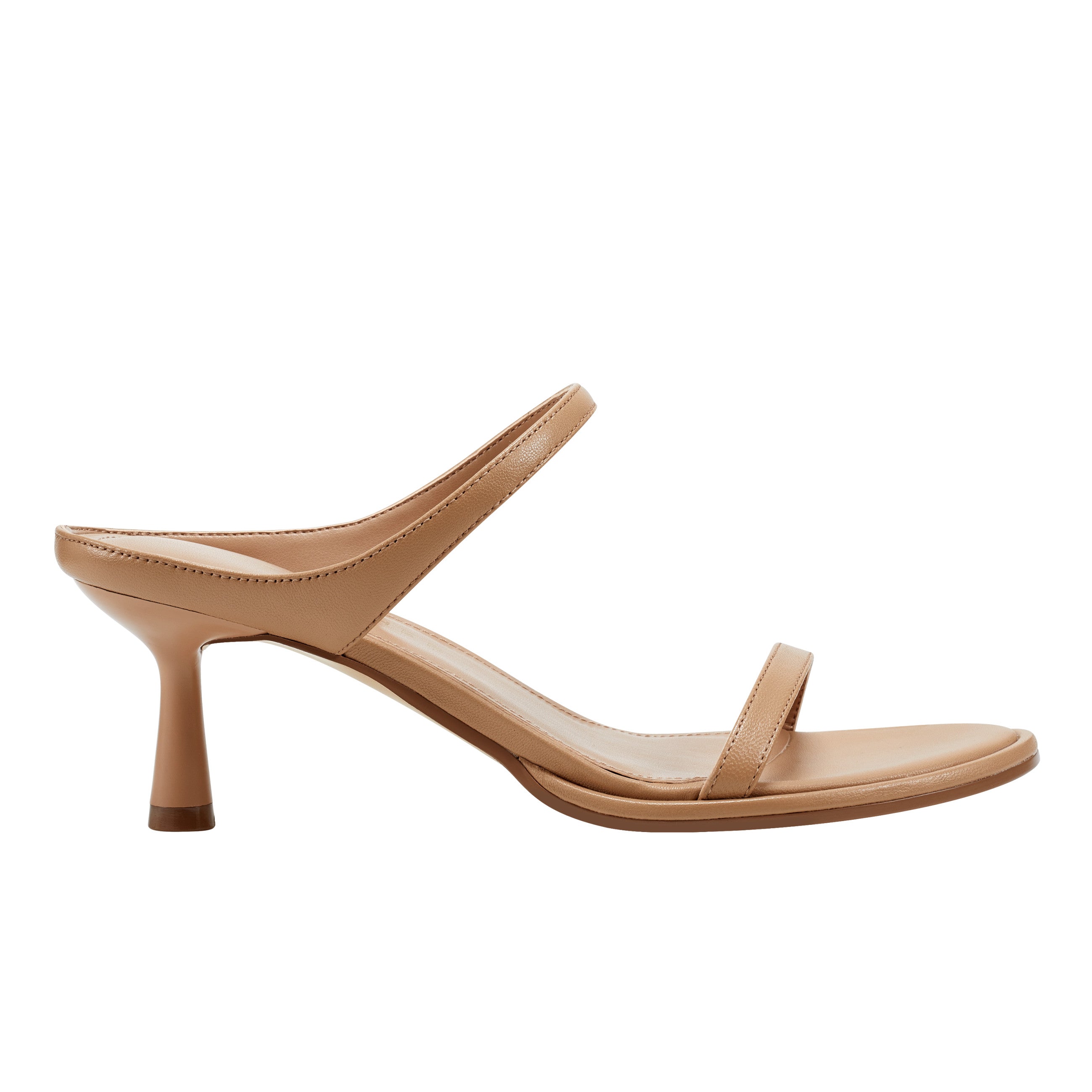 Marc Fisher Alonde Heeled Slide Sandal | Medium Natural Leather