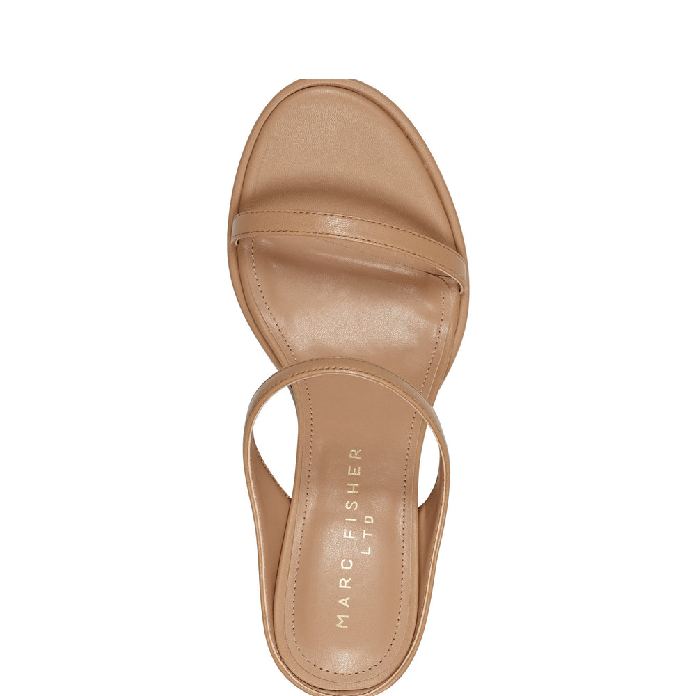 Marc Fisher Alonde Heeled Slide Sandal | Medium Natural Leather