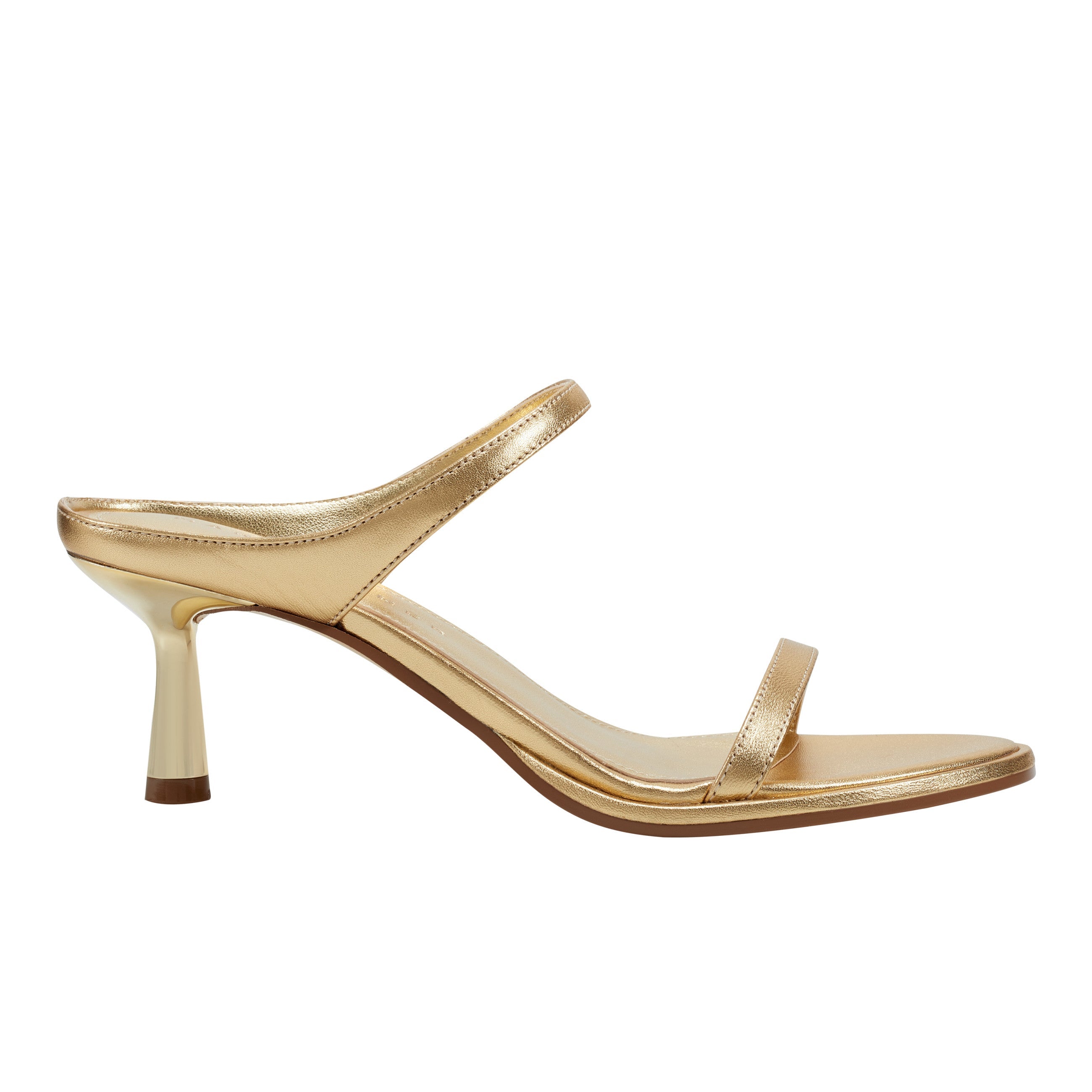 Marc Fisher Alonde Heeled Slide Sandal | Gold Leather