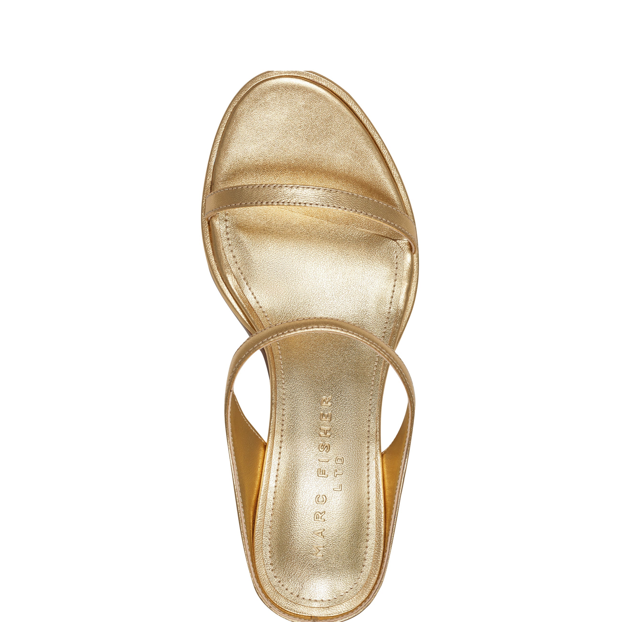 Marc Fisher Alonde Heeled Slide Sandal | Gold Leather