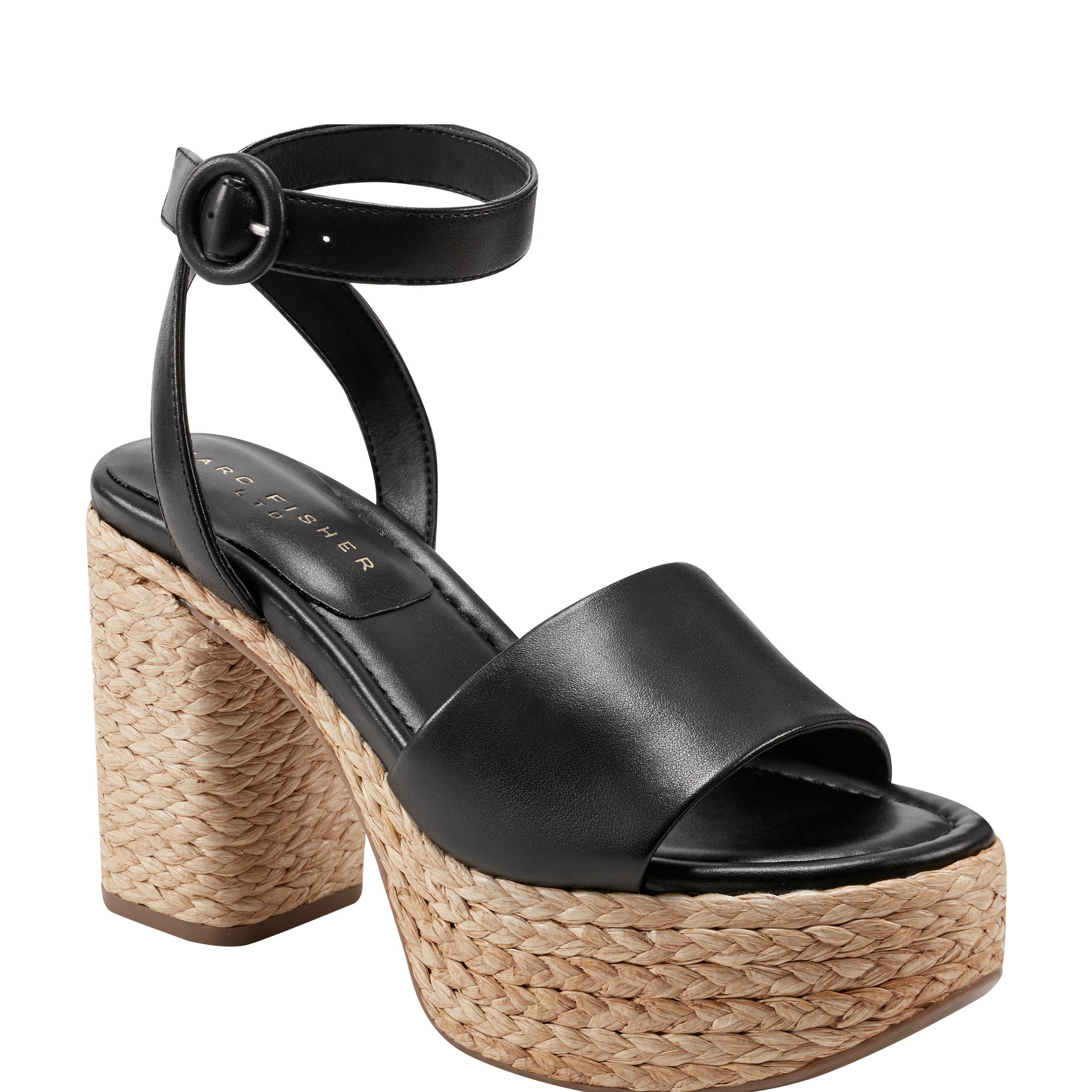 Marc Fisher Palyca Platform Espadrille Sandal | Black Leather