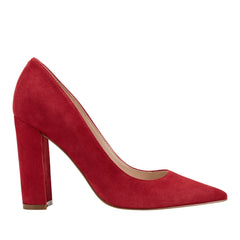 Marc Fisher Abilene Block Heel Pointy Toe Pump | Medium Red Suede