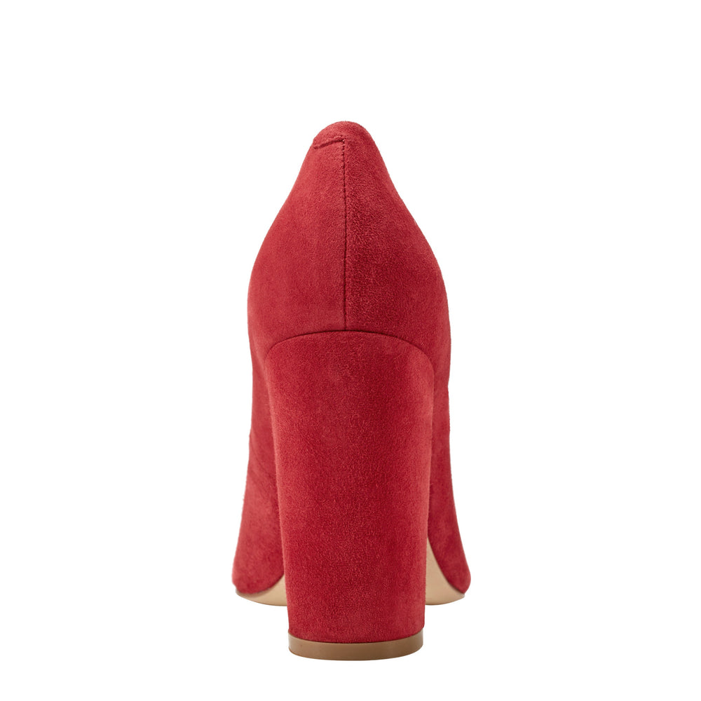 Marc Fisher Abilene Block Heel Pointy Toe Pump | Medium Red Suede