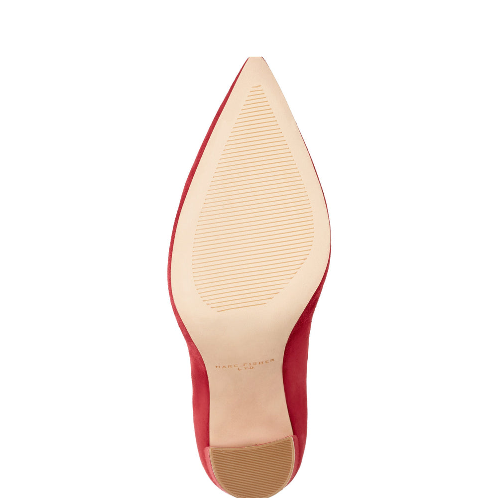 Marc Fisher Abilene Block Heel Pointy Toe Pump | Medium Red Suede