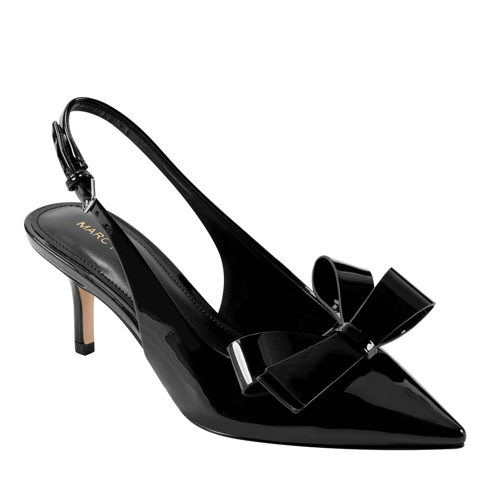 Marc Fisher Allon Bow Slingback Pump | Black Patent
