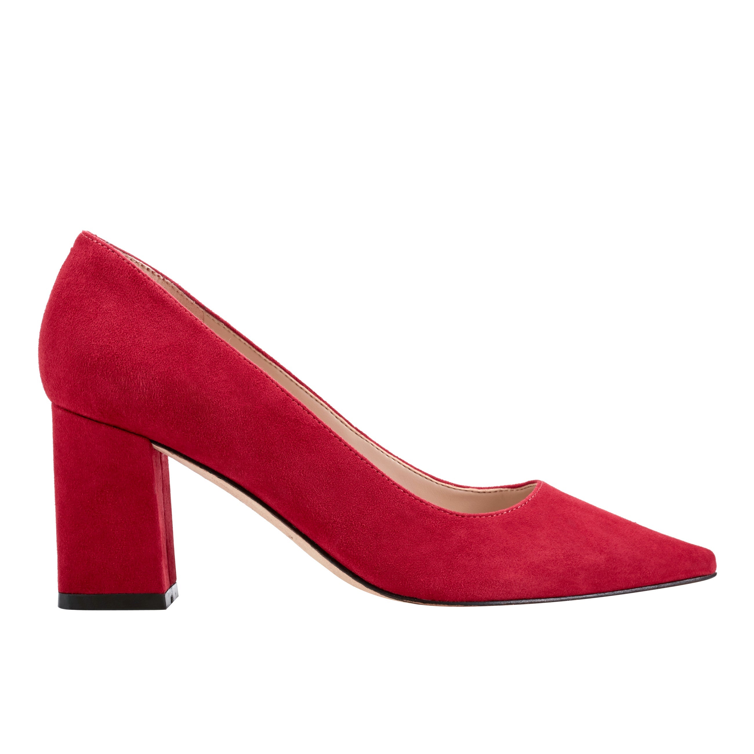 Marc Fisher Zala Block Heel Pointy Toe Pump | Red Suede