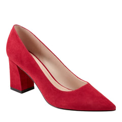 Marc Fisher Zala Block Heel Pointy Toe Pump | Red Suede