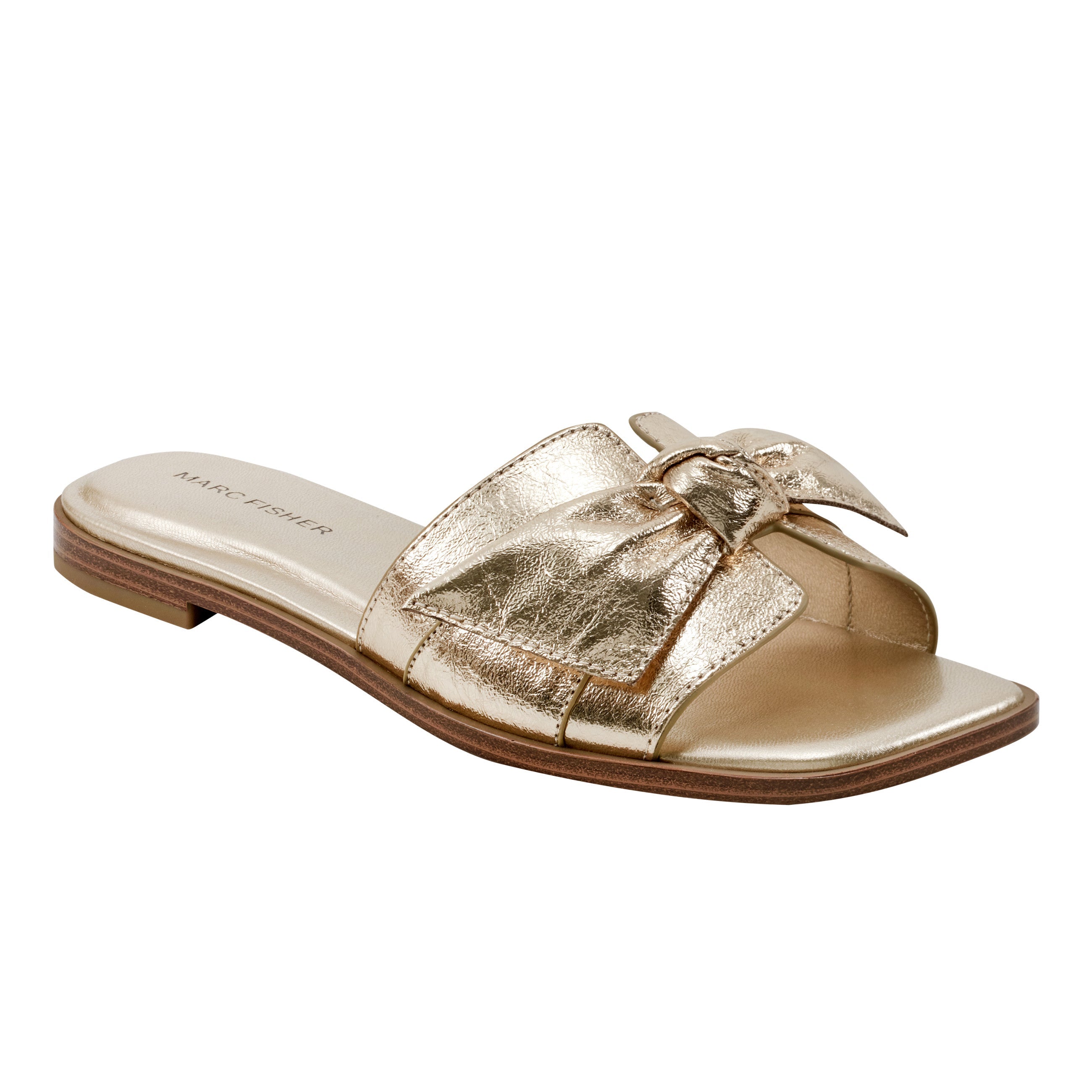 Marc Fisher Finey Flat Bow Sandal | Gold