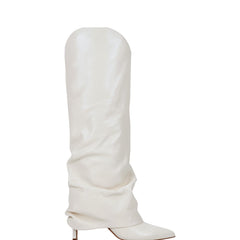 Marc Fisher Nairine Foldover Dress Boot | White Leather