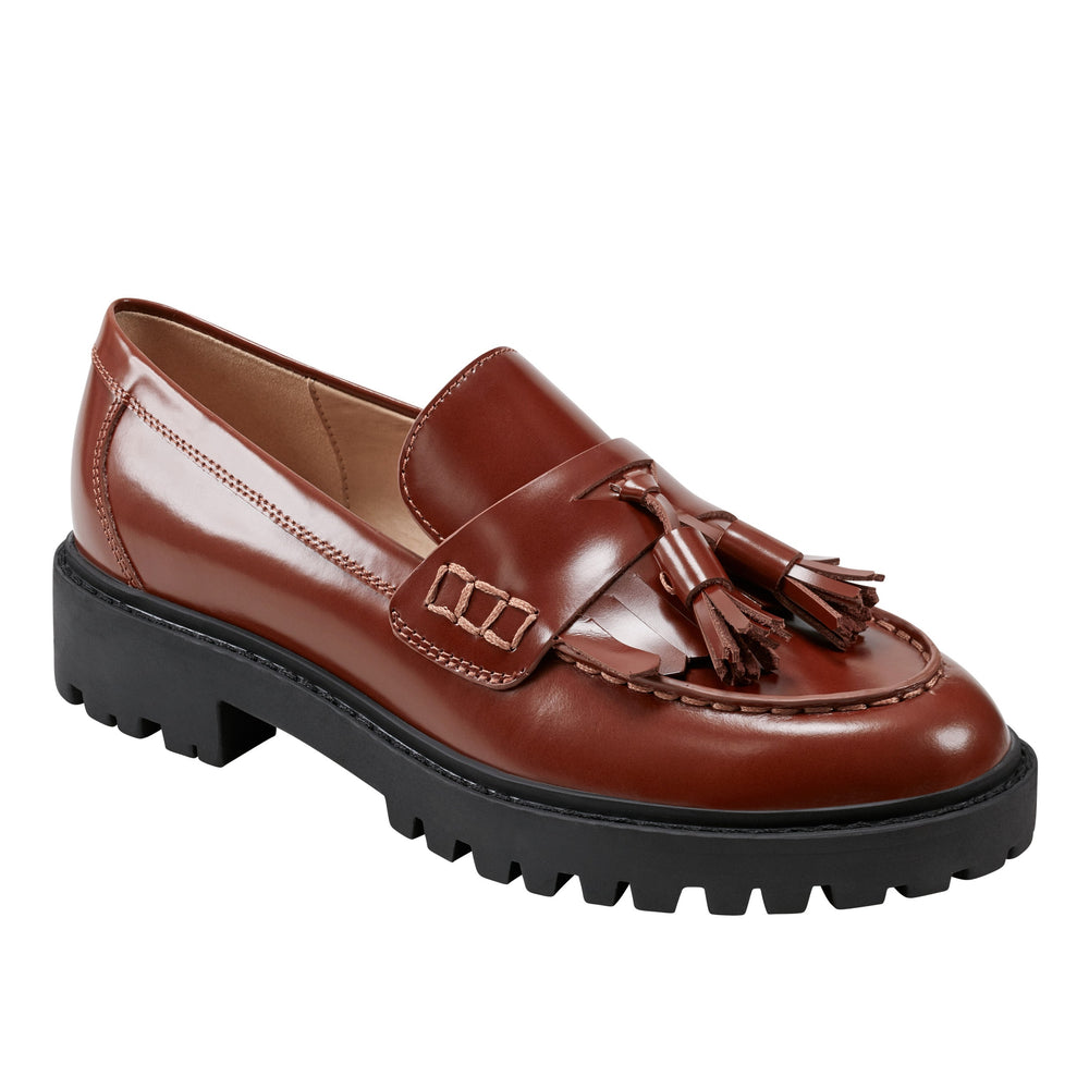 Marc Fisher Ozzie Tassle Loafer | Brown Leather