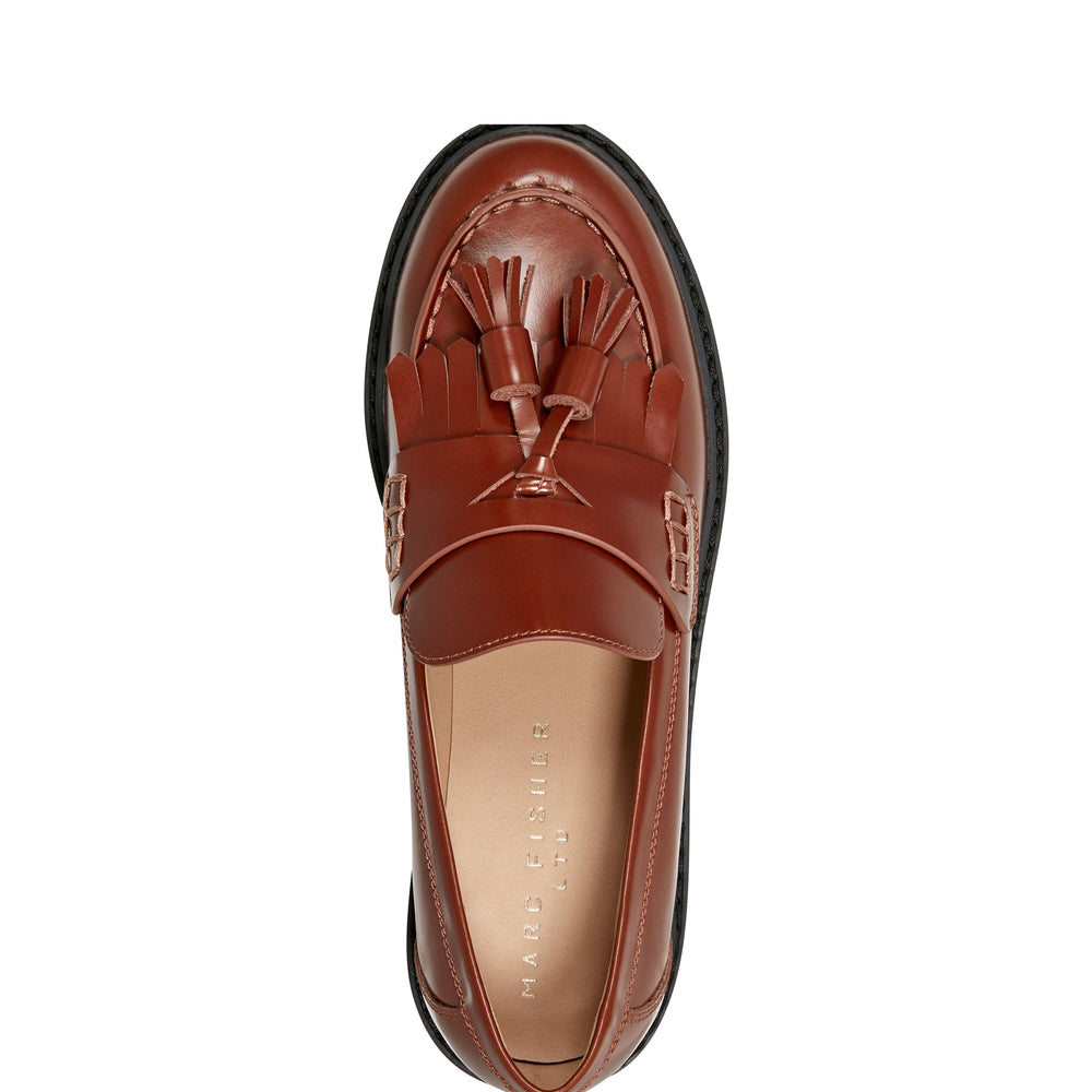 Marc Fisher Ozzie Tassle Loafer | Brown Leather