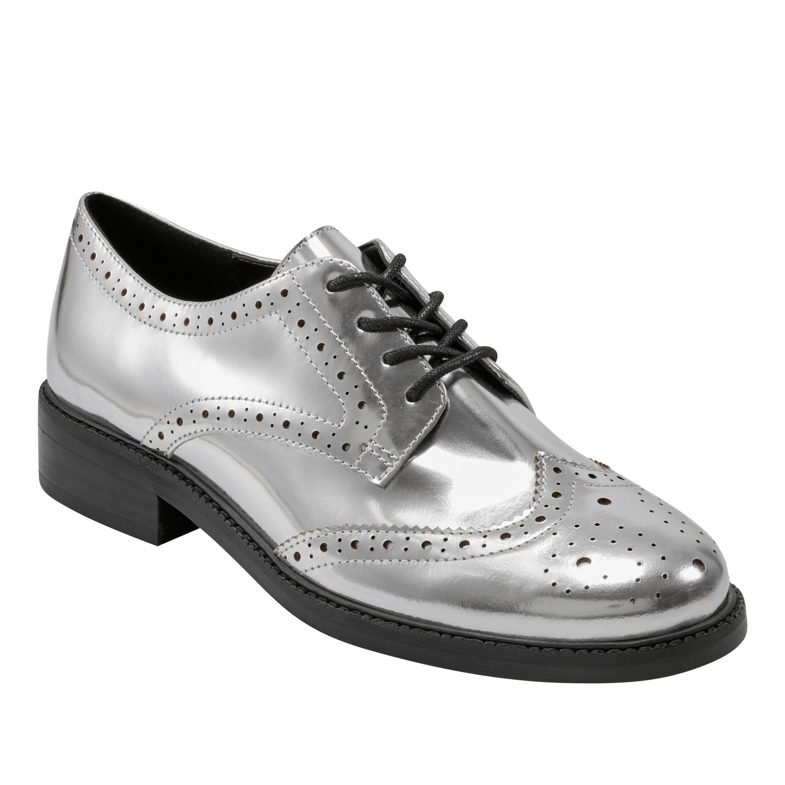 Marc Fisher Perrie Lace-Up Oxford | Silver Leather