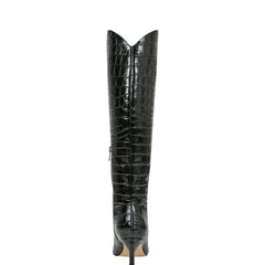 Marc Fisher Quinnie Dress Boot | Black Croco Leather