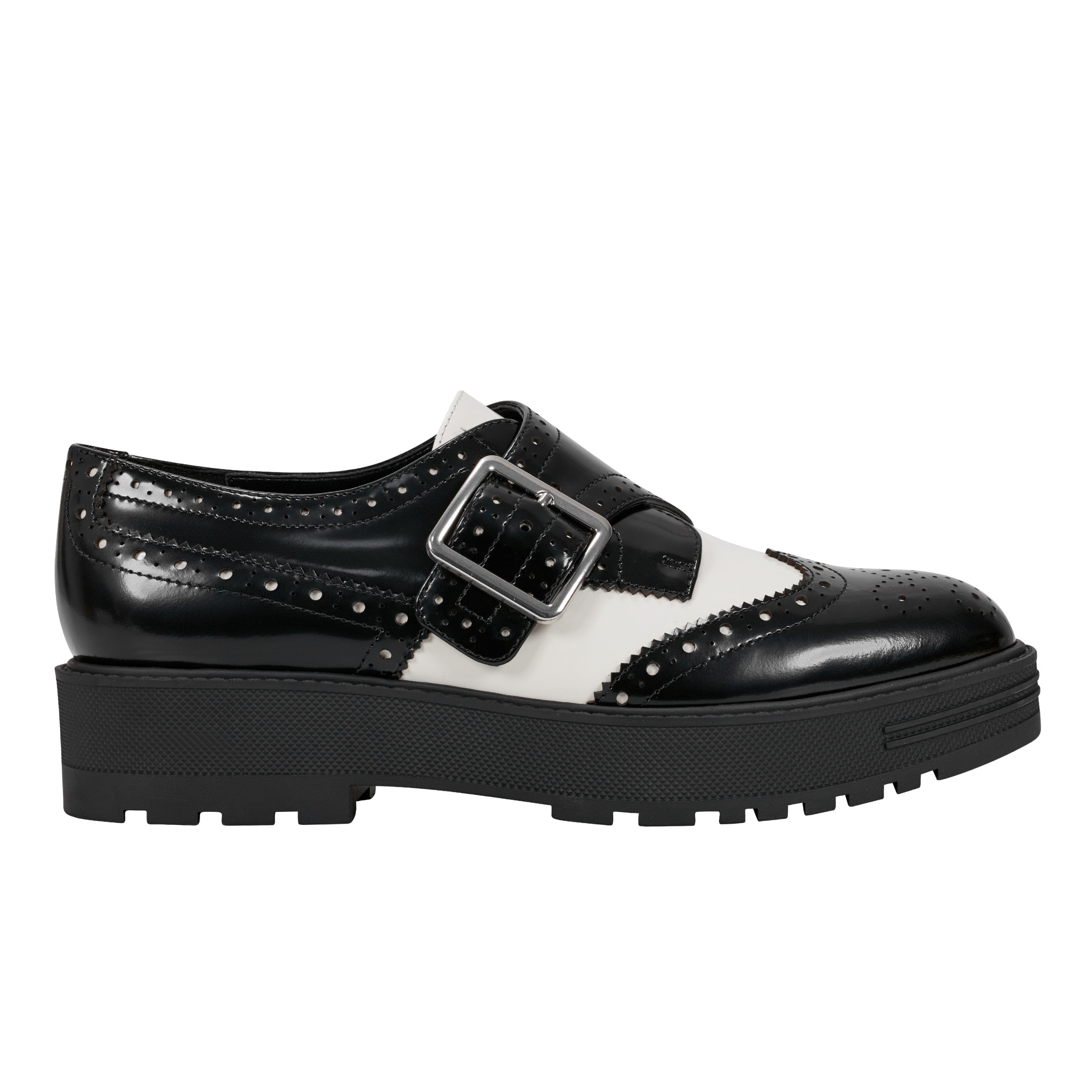Marc Fisher Remona Monk Strap Loafer | Black/Chic Cream Leather