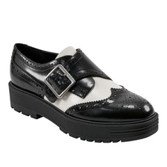 Marc Fisher Remona Monk Strap Loafer | Black/Chic Cream Leather