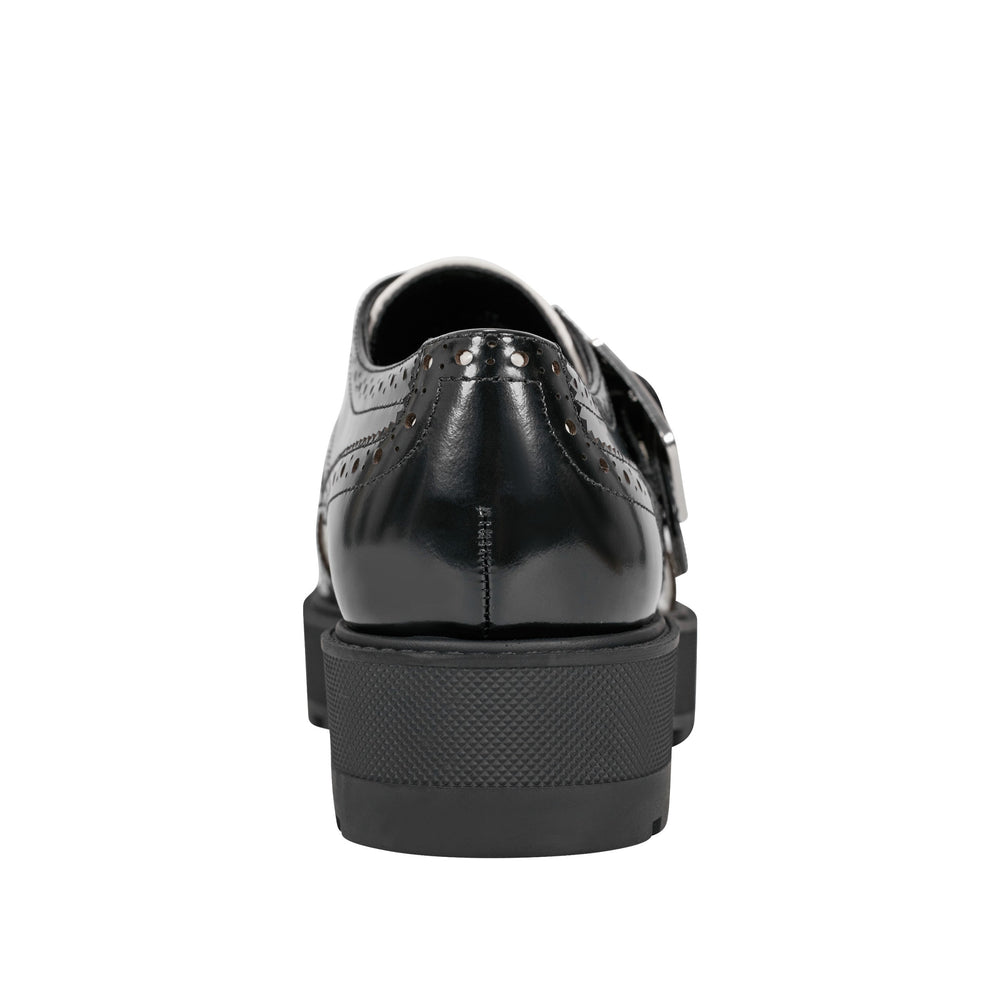 Marc Fisher Remona Monk Strap Loafer | Black/Chic Cream Leather