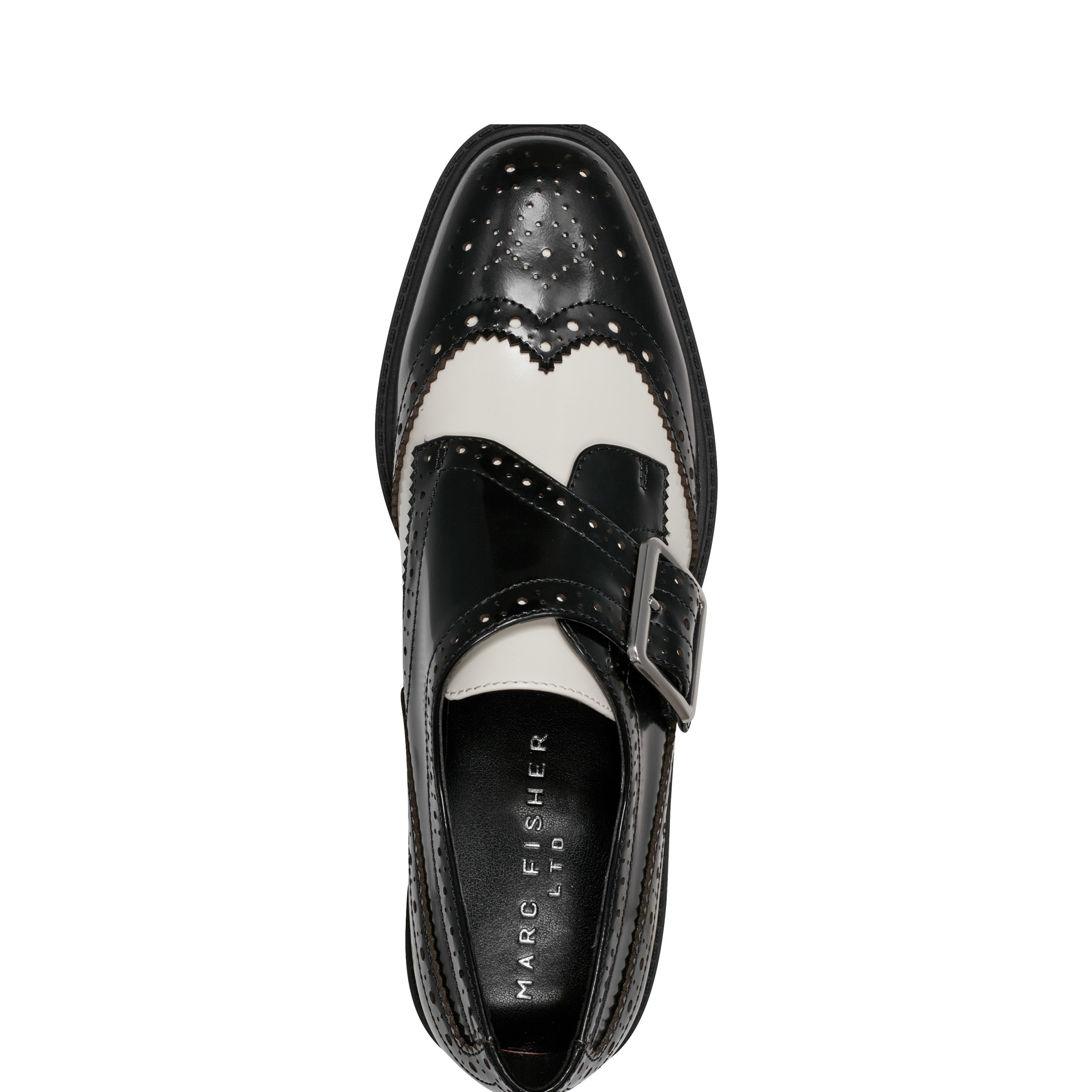 Marc Fisher Remona Monk Strap Loafer | Black/Chic Cream Leather