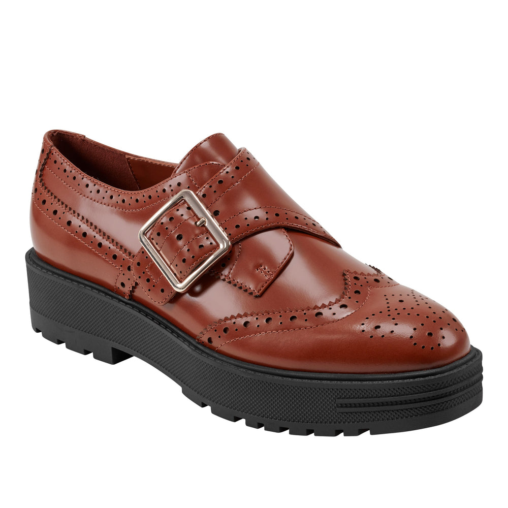 Marc Fisher Remona Monk Strap Loafer | Brown Leather