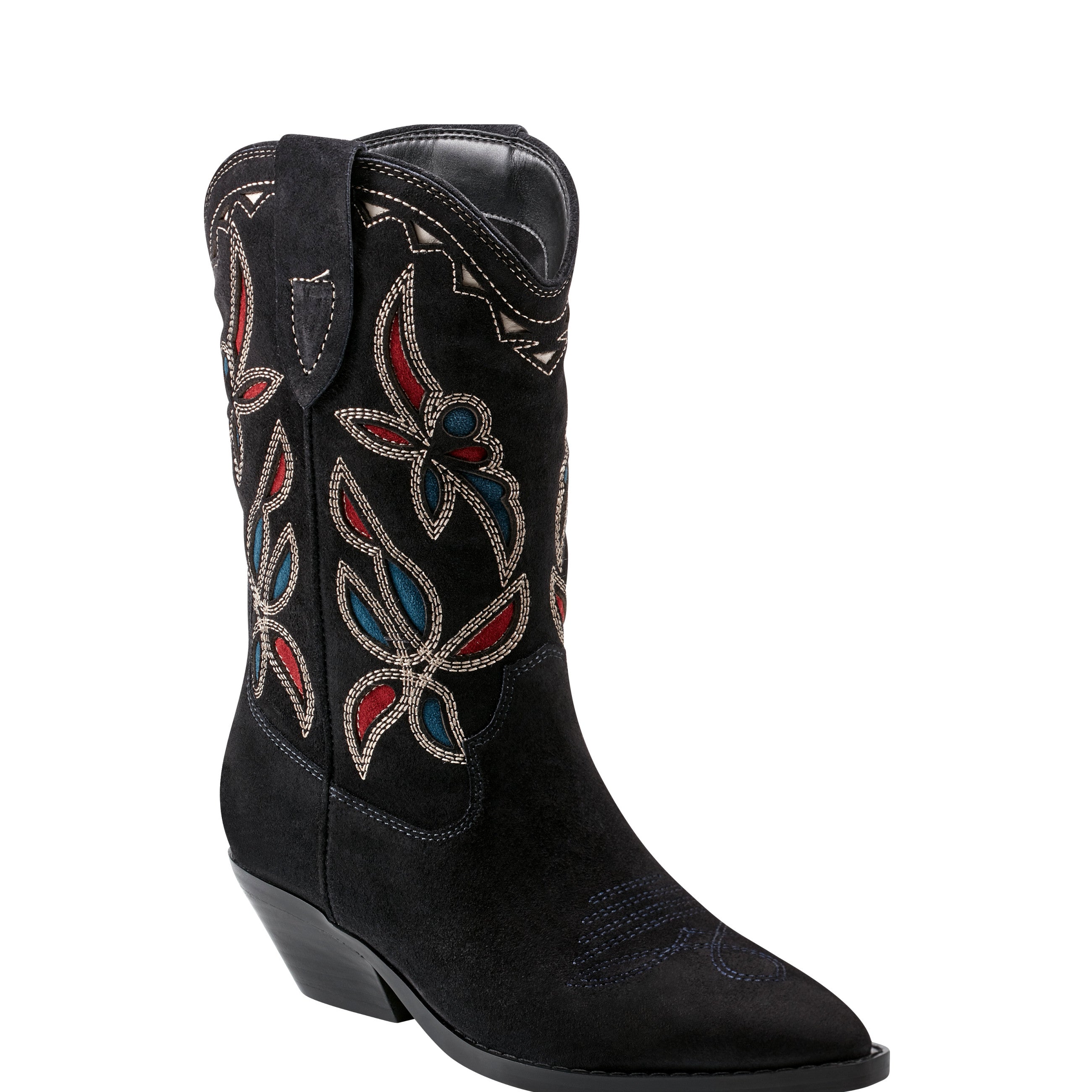 Marc Fisher Trista Western Boot | Dark Blue Suede
