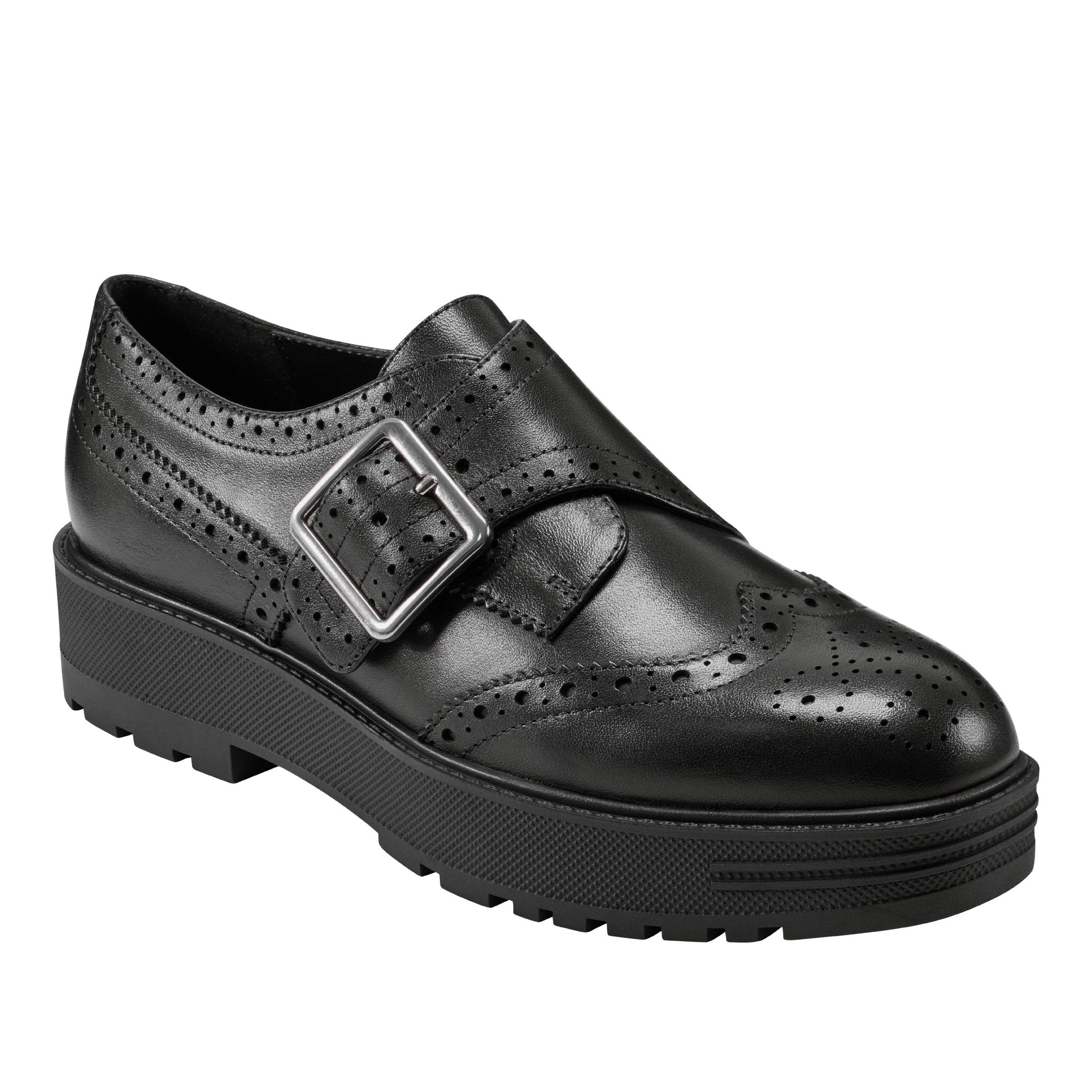 Marc Fisher Remona Monk Strap Loafer | Black Leather
