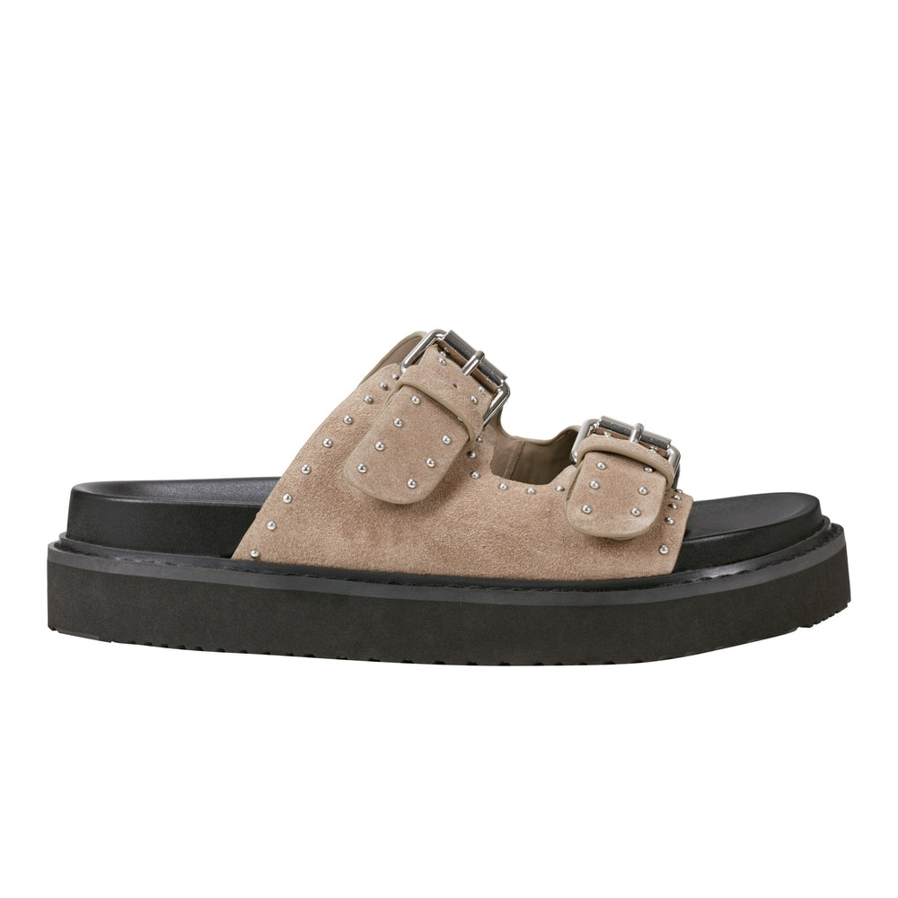 Marc Fisher Agusta Studded Slide Sandal | Taupe Suede
