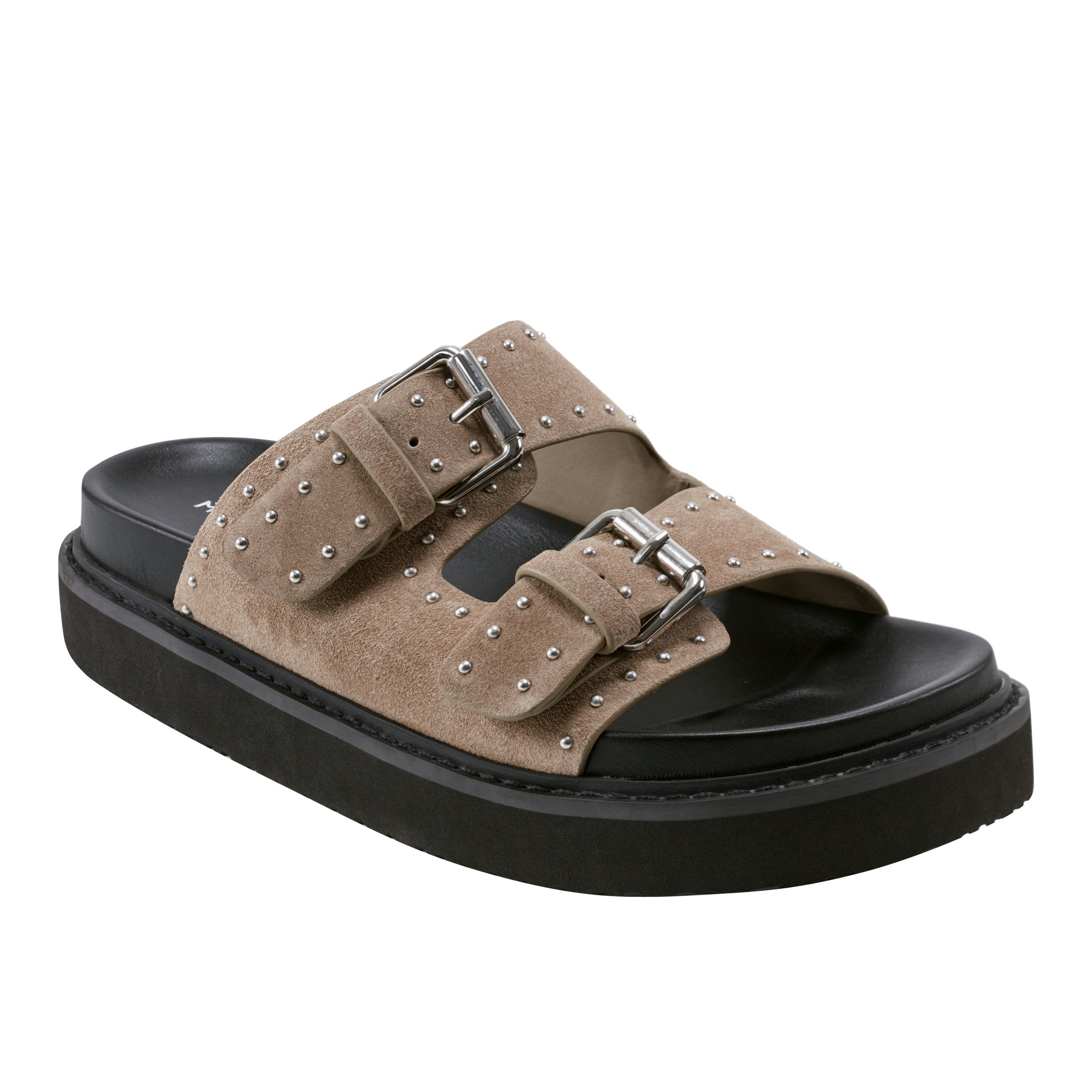 Marc Fisher Agusta Studded Slide Sandal | Taupe Suede