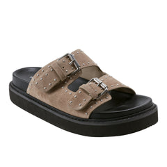 Marc Fisher Agusta Studded Slide Sandal | Taupe Suede